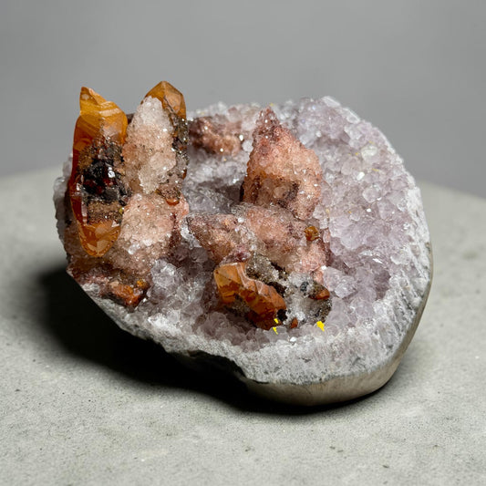 Druzy Pink & Orange Calcite With Goethite- Uruguay | River Walkers Minerals