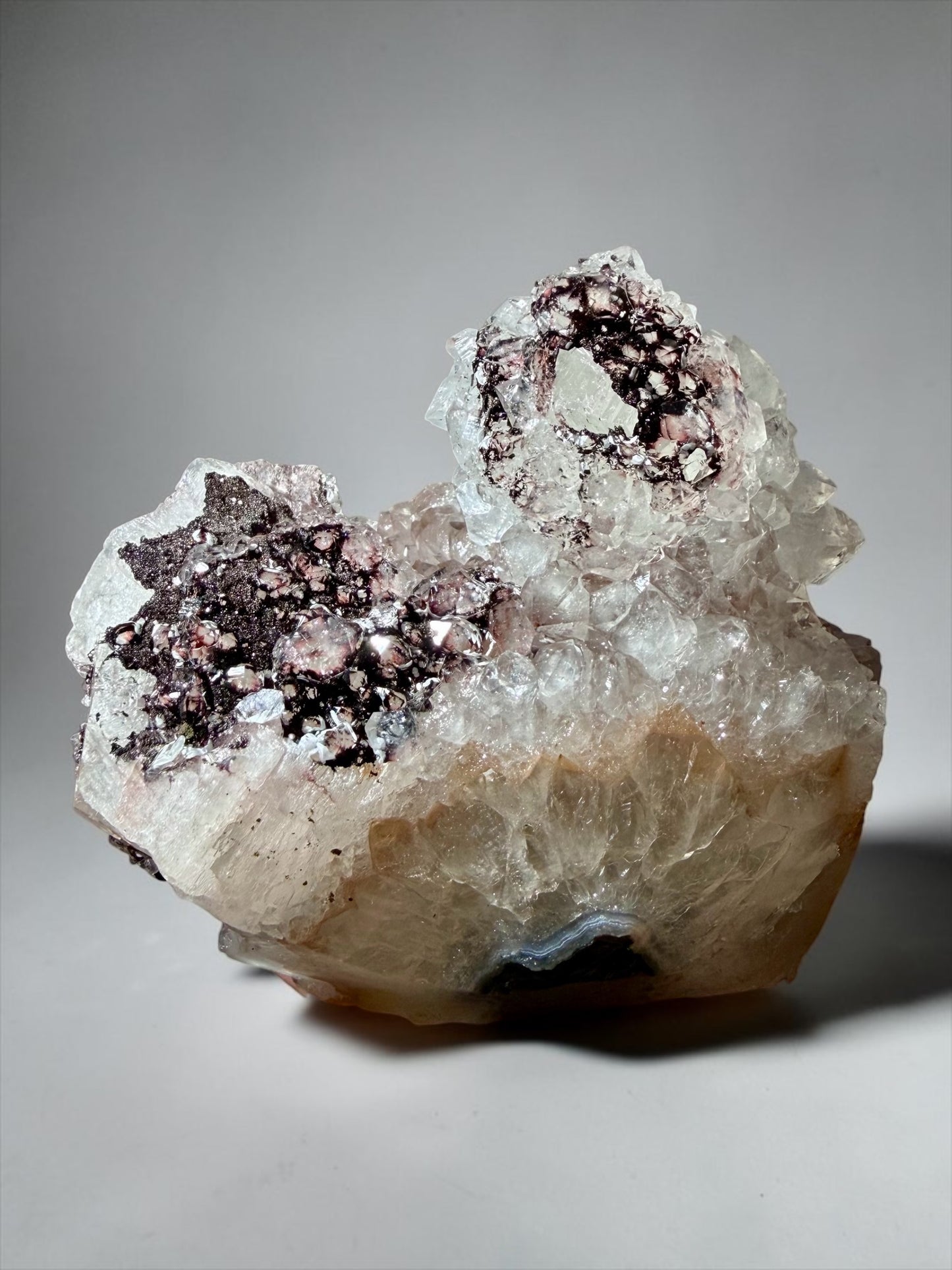 Starberry Quartz on Druzy Goethite, Quartz & Honey Calcite- Uruguay | River Walkers Minerals