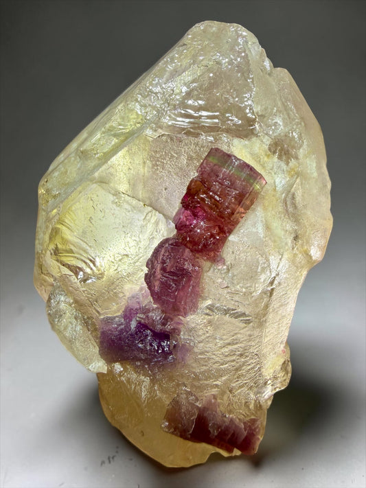 Citrine with Color-Zoned Rubellite Tourmaline- Minas Gerais | River Walkers Minerals