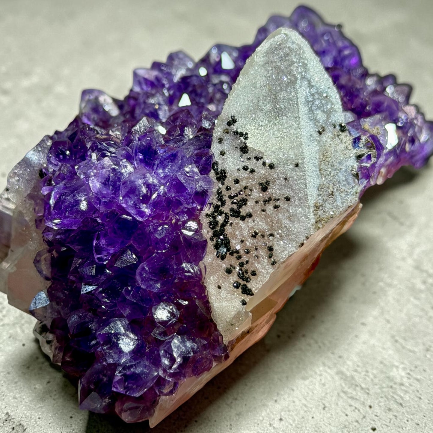 Amethyst With Calcite And Goethite