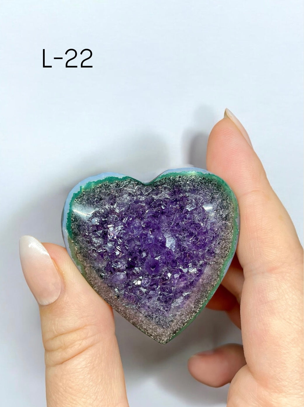 Druzy Rainbow Amethyst x Jasper Hearts 2”