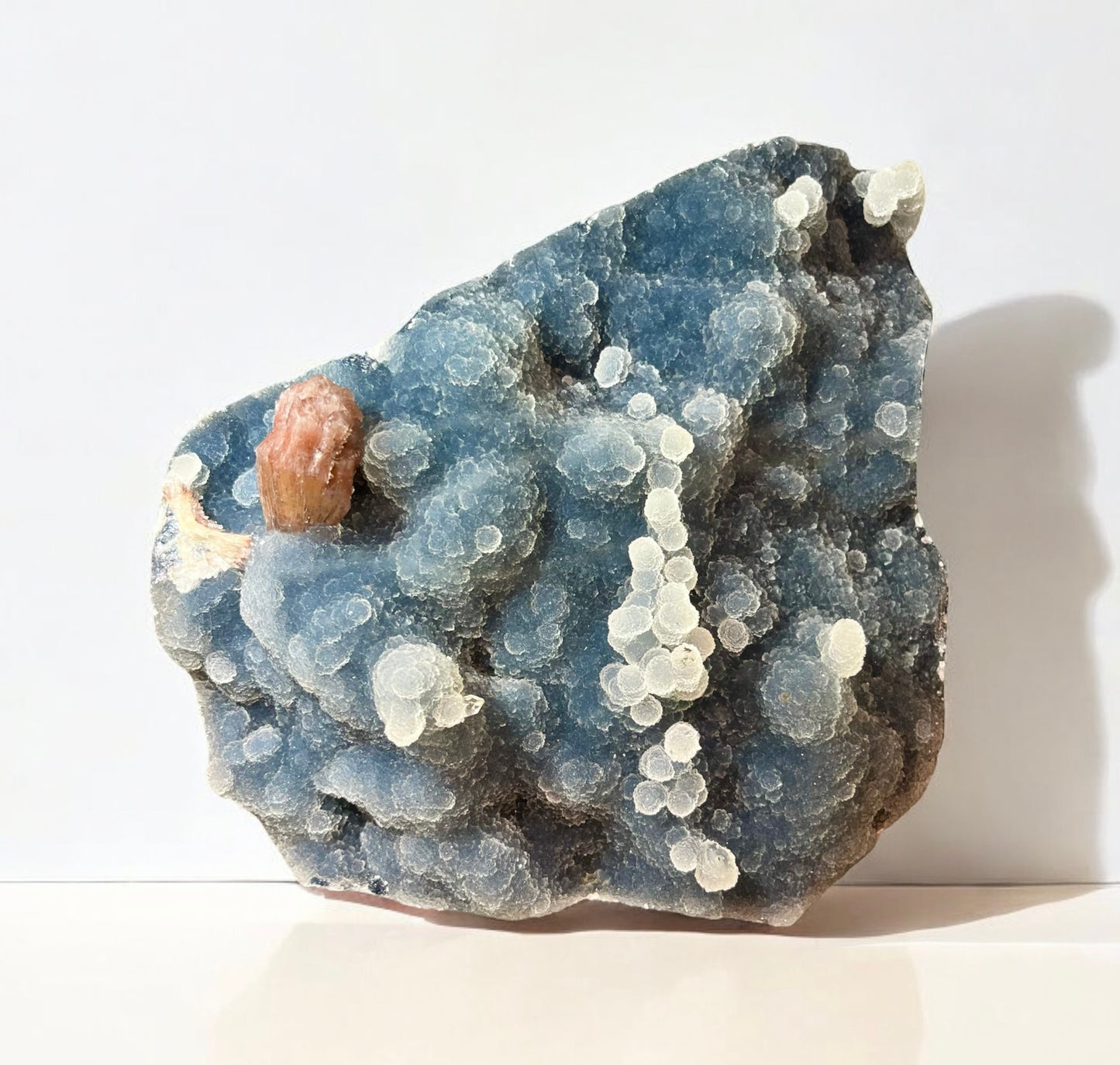 Top Quality Blue Bubble Chalcedony with Sugar Peach Stilbite (A)