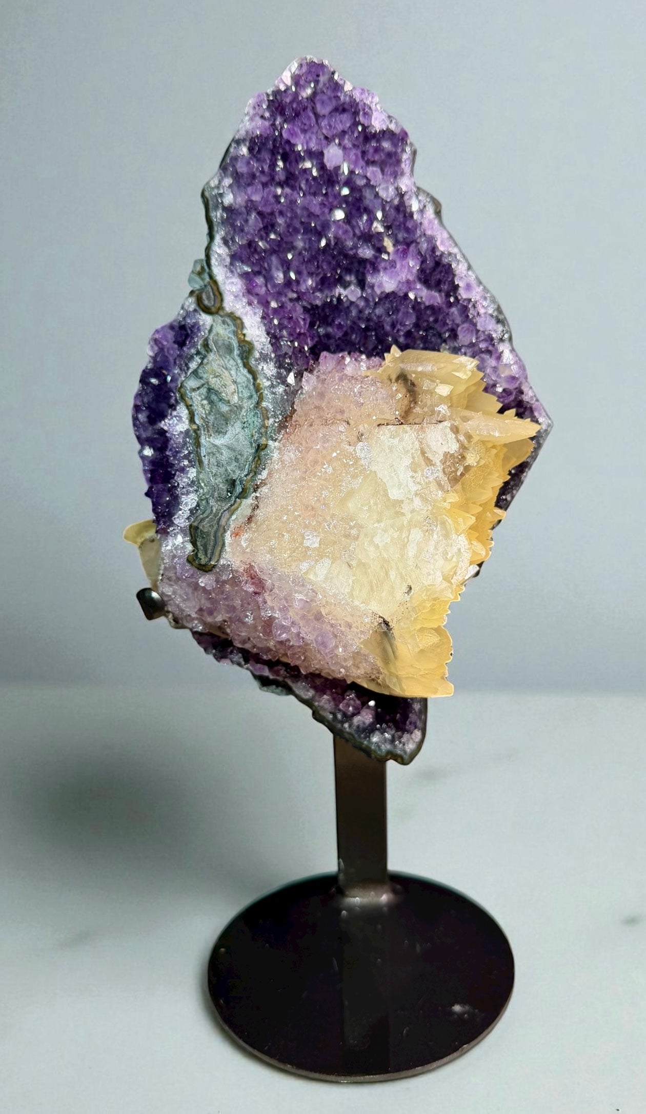 Amethyst with RARE Phosphorescent Calcite Layers - Artigas, Uruguay | River Walkers Minerals