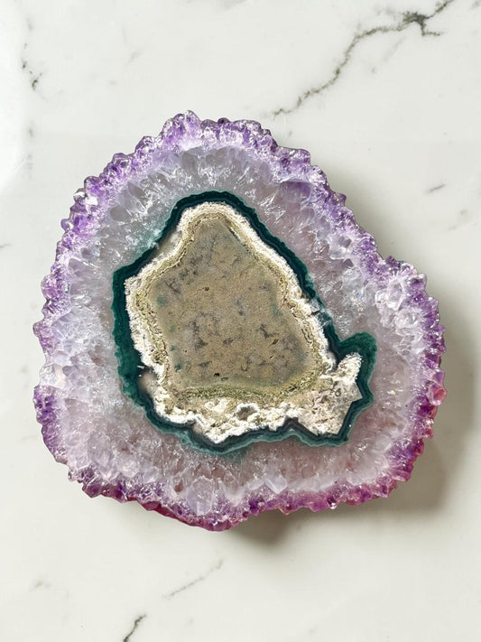 Amethyst Stalactite Slice With Green Banding- Brazil | River Walkers Minerals