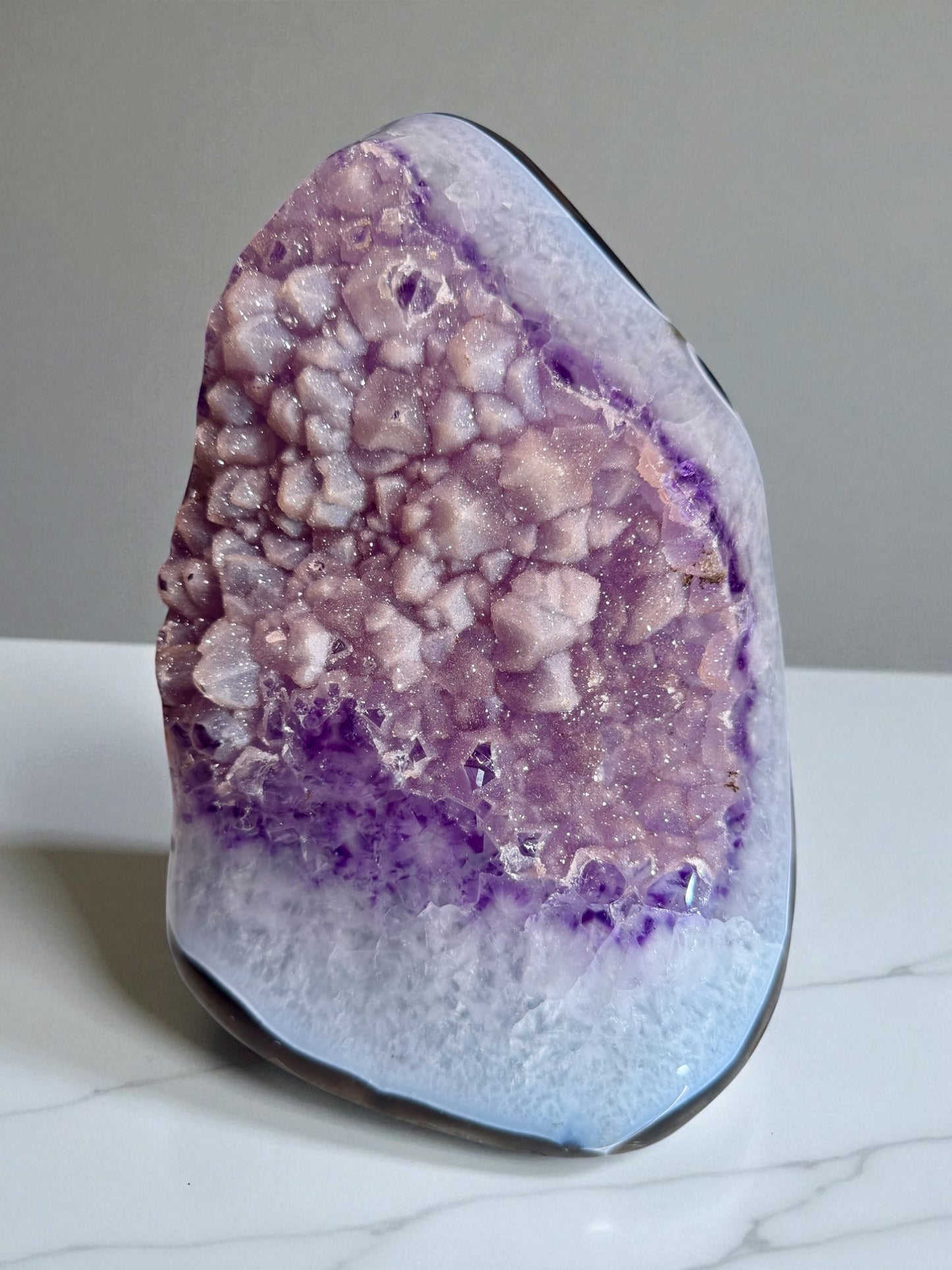 Pink Sugar Amethyst with Quartz & Black Agate - Artigas, Uruguay | River Walkers Minerals