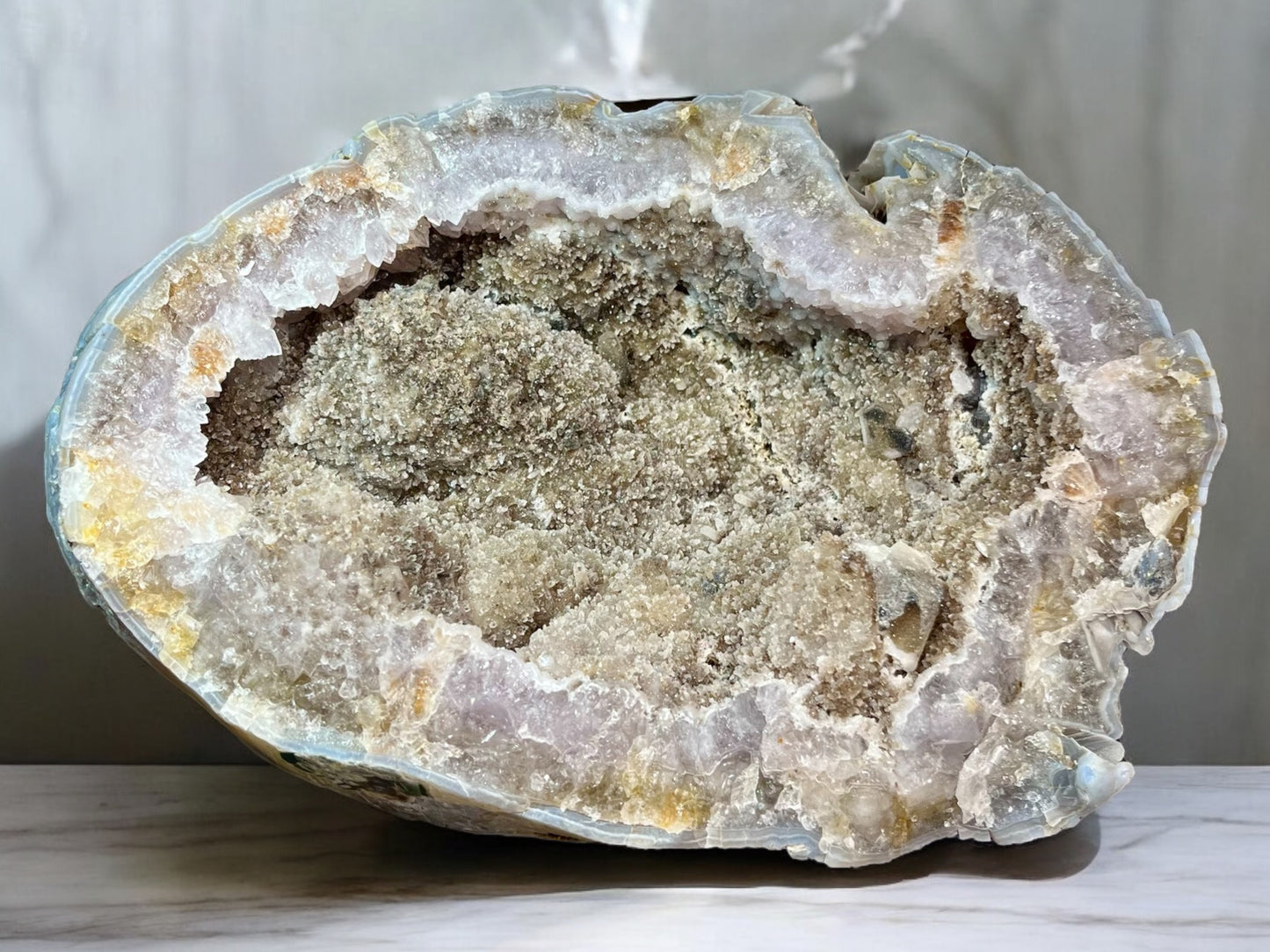 Extraordinary XXL Amethyst Geode With UV Calcite and Japan Law Twin