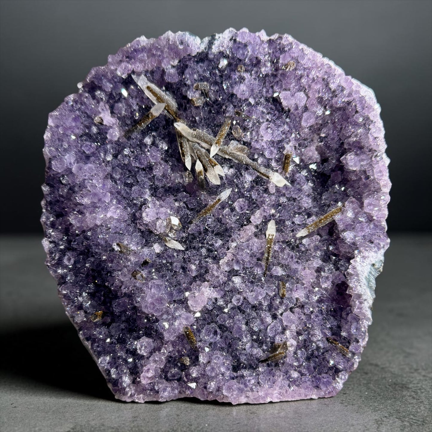 Uncommon Druzy Pencil Calcites on Amethyst- Uruguay | River Walkers Minerals
