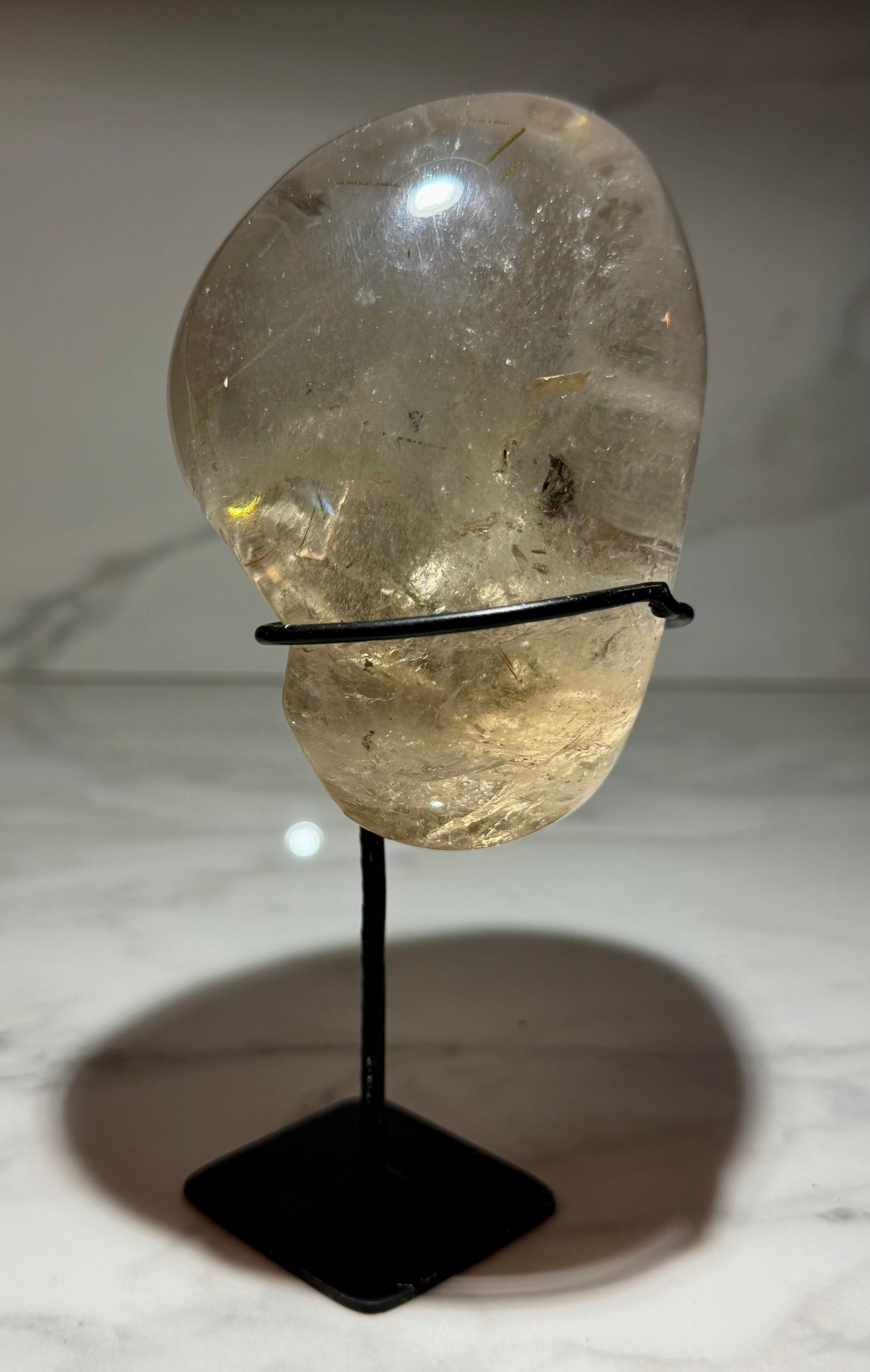Golden Rutile Smoky Quartz Lens- Brazil | River Walkers Minerals