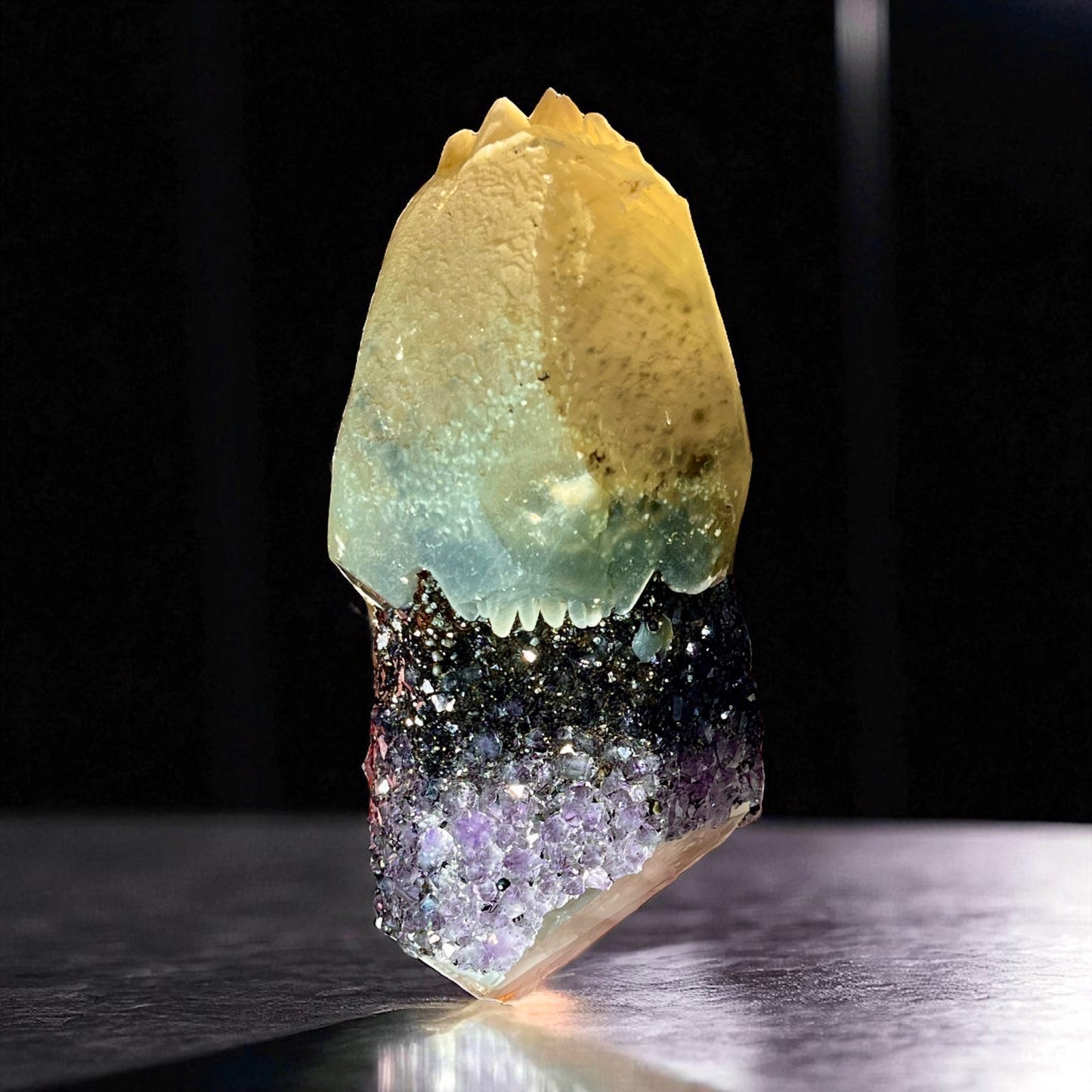 Calcite Scepter with Amethyst & Goethite
