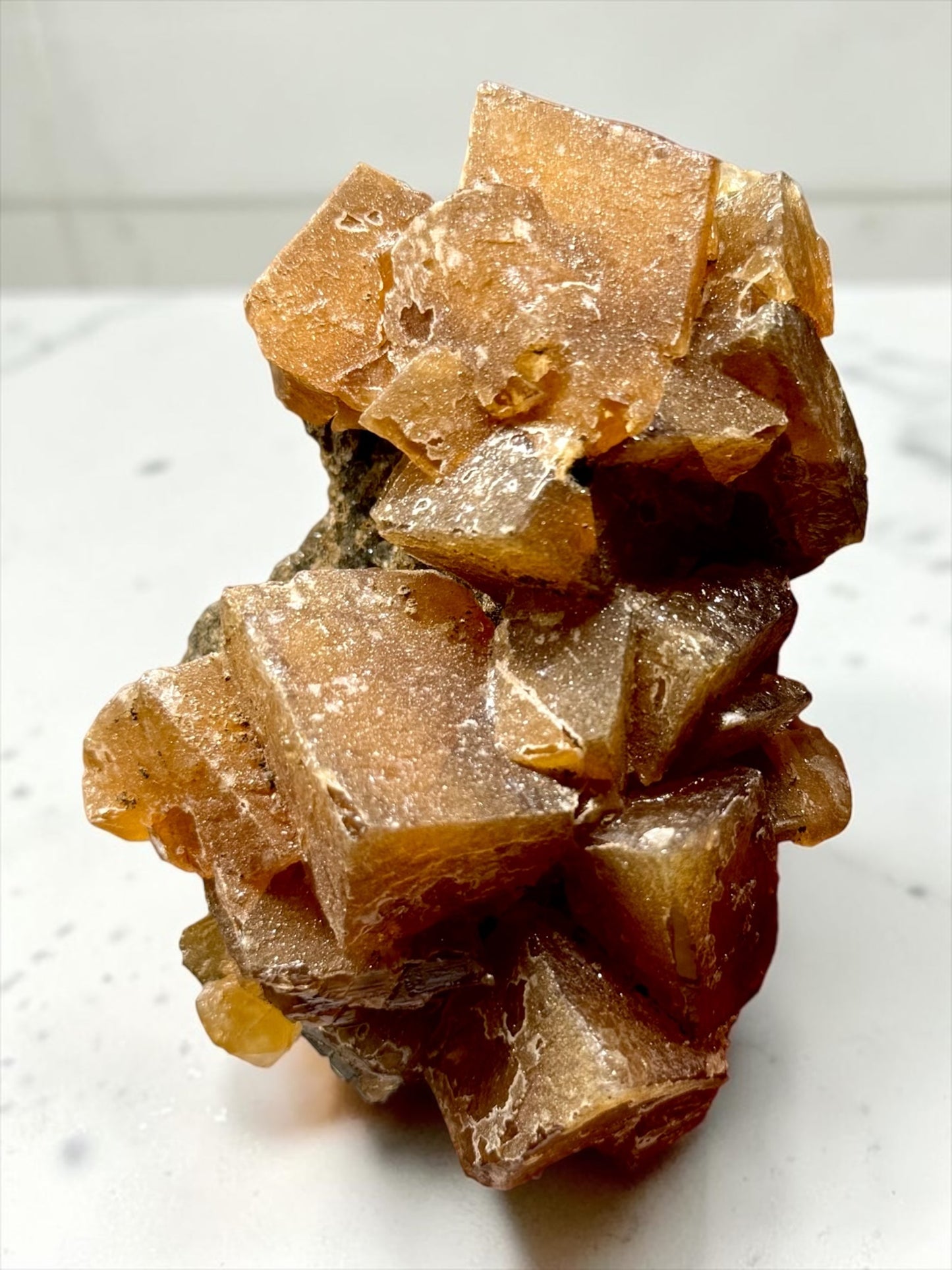 Honey Calcite with Druzy Quartz- India | River Walkers Minerals