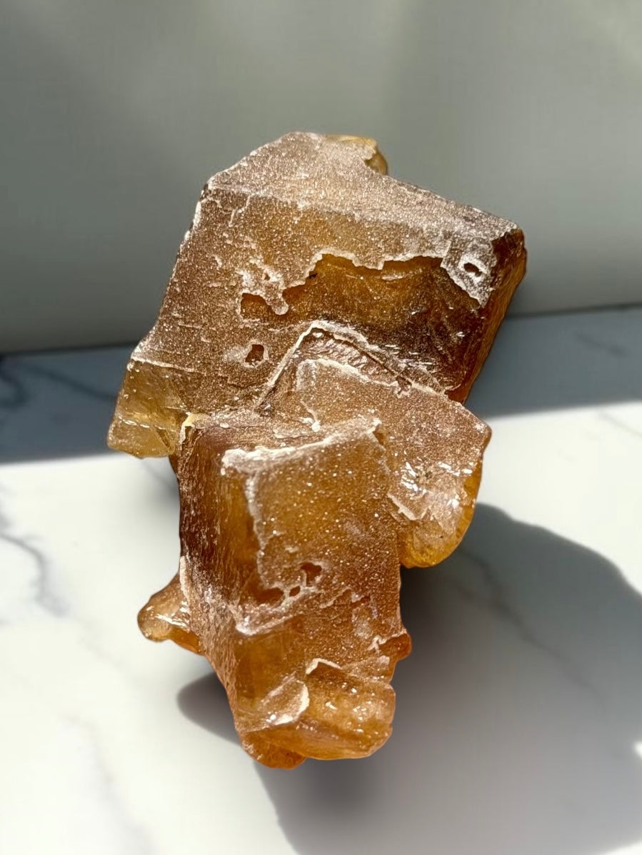 Honey Calcite with Druzy Quartz- India | River Walkers Minerals