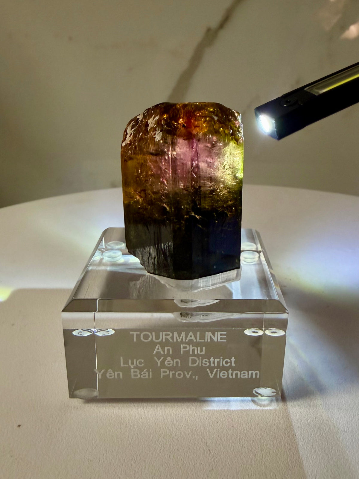 NEW DISCOVERY! Pink, Yellow and Green Multicolored Tourmaline- Vietnam | River Walkers Minerals