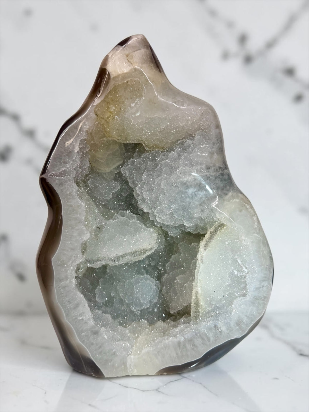Excellent Statement Piece Sugar Quartz, Druzy Calcite, Agate- Uruguay | River Walkers Minerals
