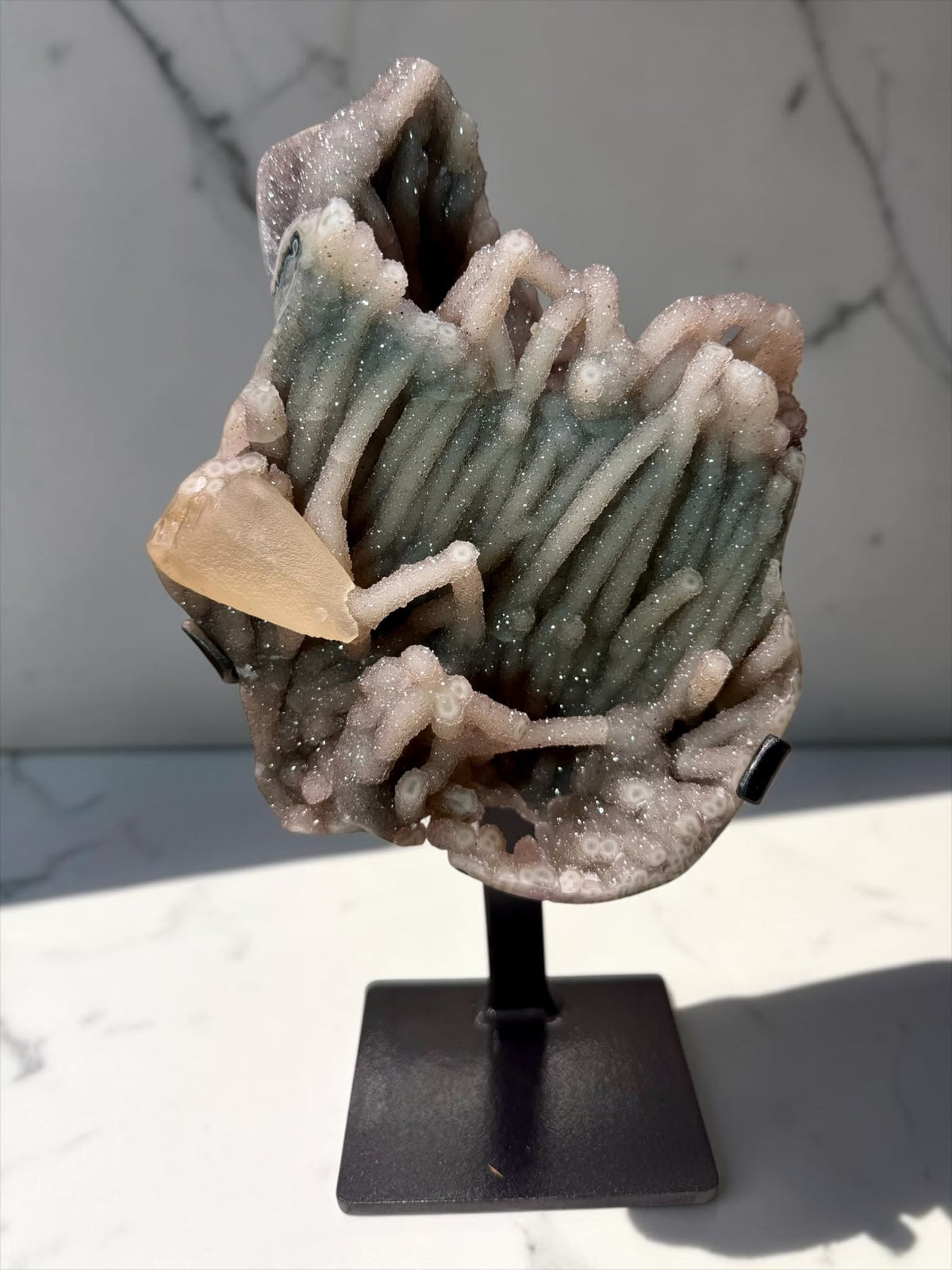 Stunning Druzy Stalactite Cluster with Calcite – Uruguay | River Walkers Minerals