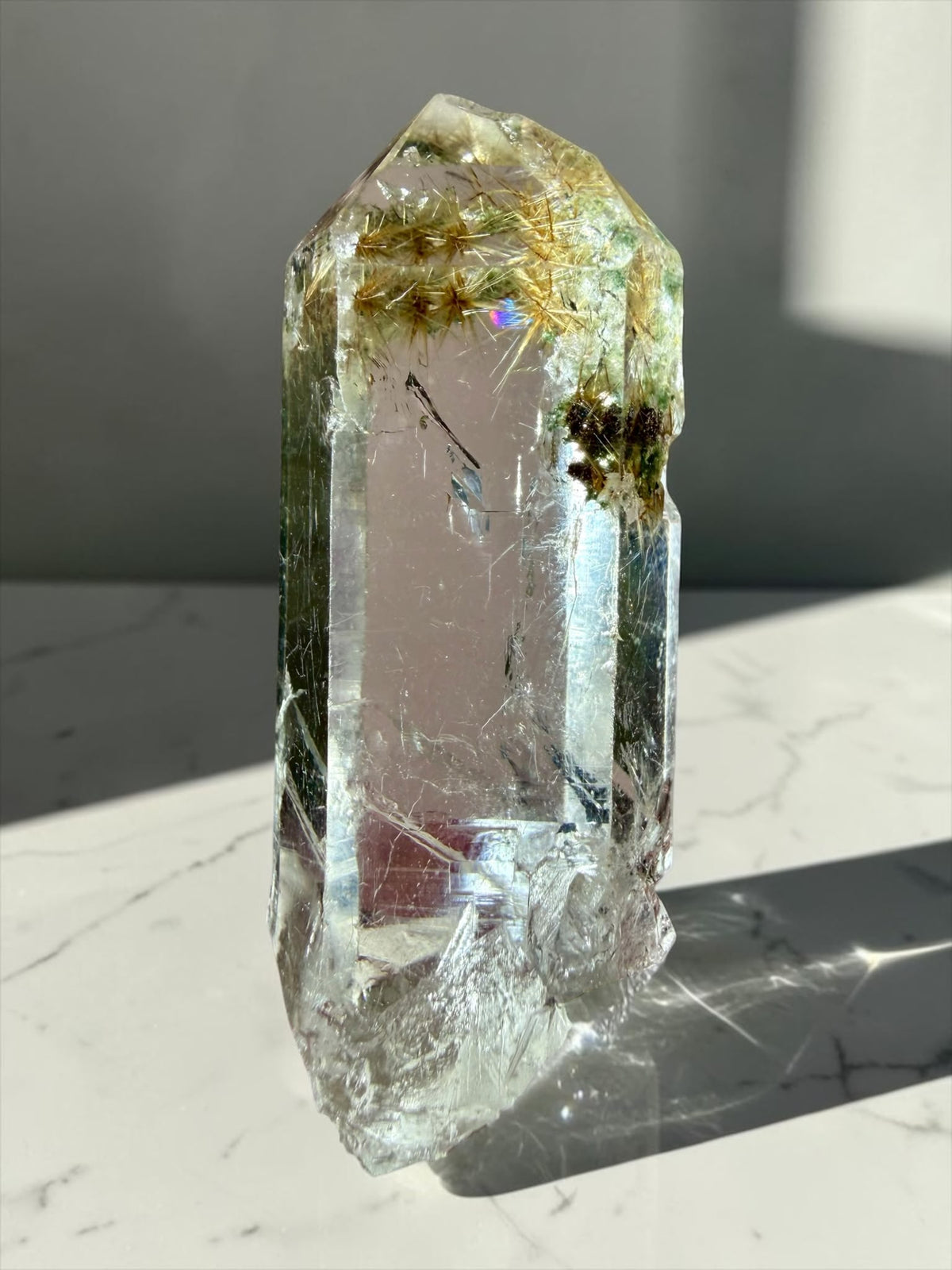 High-Altitude Quartz with Chlorite & Golden Rutile Sprays – Himalayan  | River Walkers Minerals