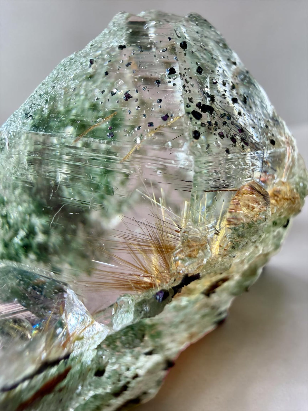 High-Altitude Quartz with Chlorite & Golden Rutile Sprays, Anatase – Himalayan  | River Walkers Minerals